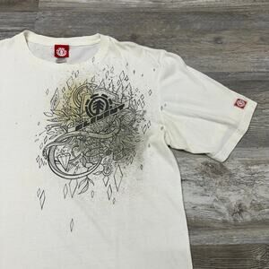 Y2k Element Future Nature Snakes Diamonds White Black Mens L Skate Skater Tshirt